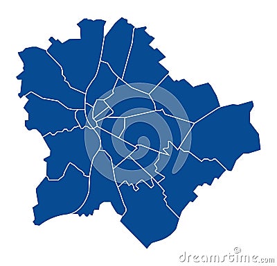 Outline map of Budapest districts Stock Photo